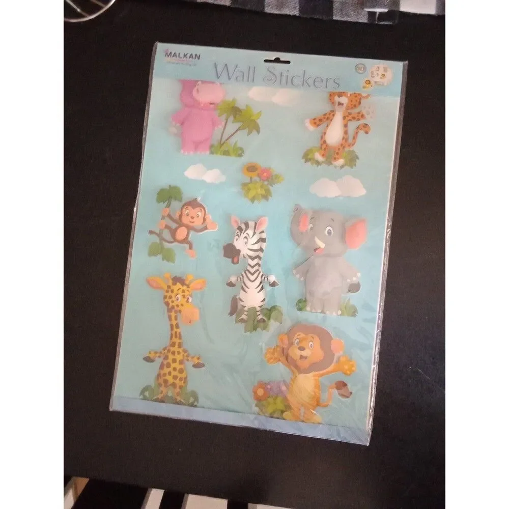3D Baby Animals Wall Decals Safari Nursery Kids Baby Bedroom Stickers